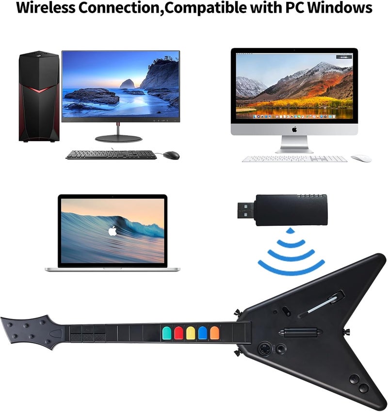 NBCP Wireless Guitar Controller for PlayStation 4, PC,PS4/PS3,Clone Hero, Fortnite Festival,Compatible with Guitar Hero & Rock,Plug-and-Play USB Receiver - Image 5